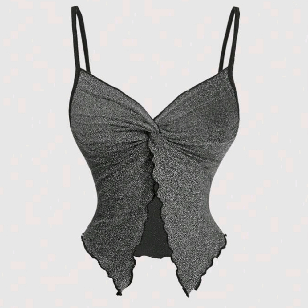 Silver Lettuce Trim Front Twist & Split Cami (L)